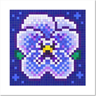 Celestial Pansy Pixel Painting Posters and Art